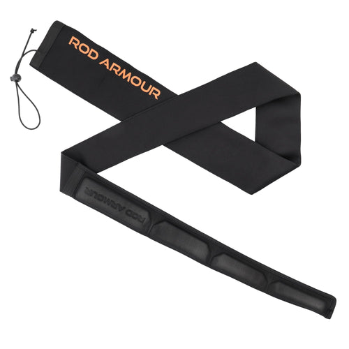 Rod Armour Pro fishing rod sleeve flat-laid showing tapered tip and padded reel pocket