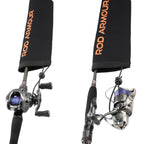Rod Armour Pro sleeves on a baitcast and a spinning combo, reel left outside with the leash attached