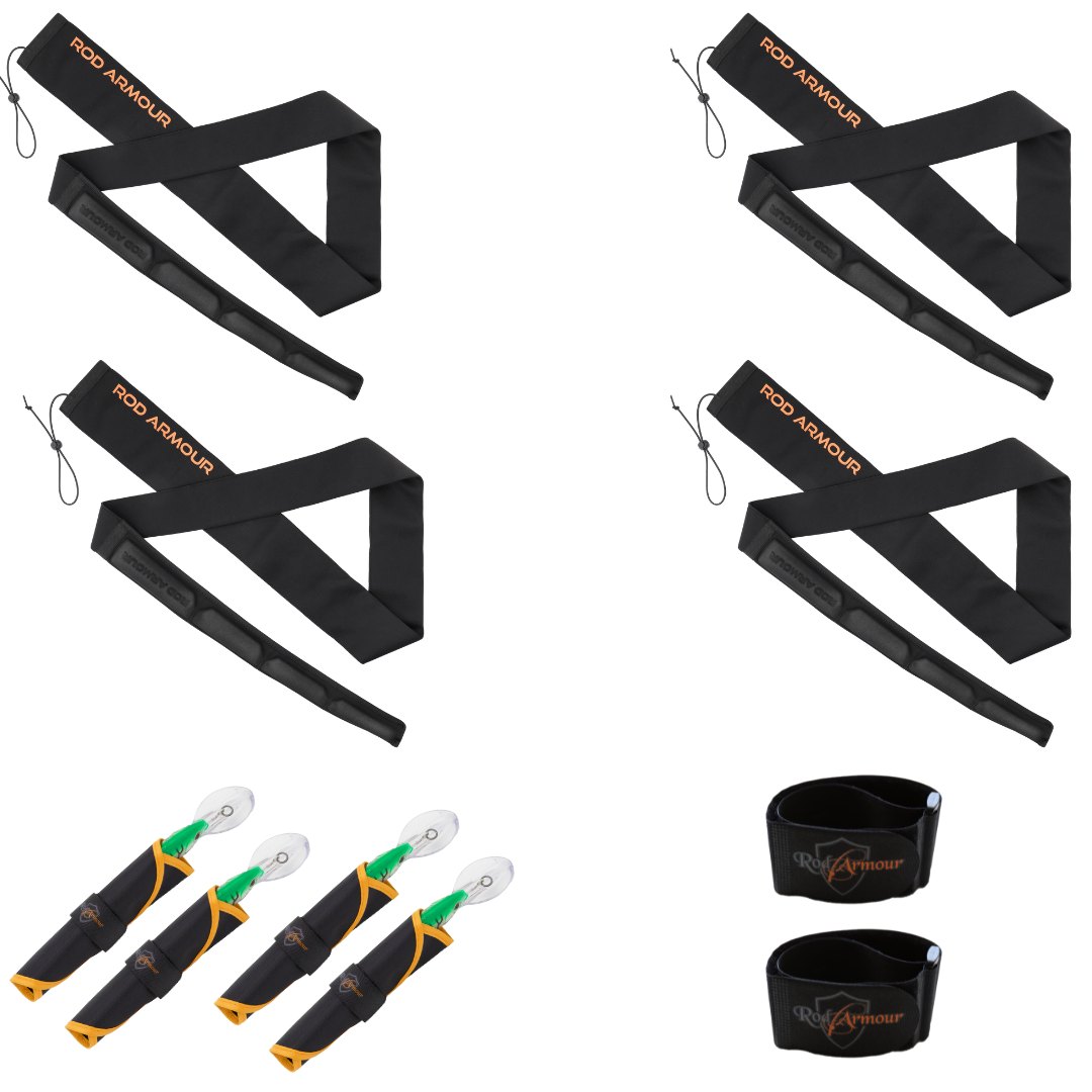 Complete Solution Pro bundle: four Rod Armour Pro sleeves, WrapStraps and LureShields