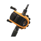 Rod Armour Baitcast Reel Cover — black and orange protective case on a baitcaster