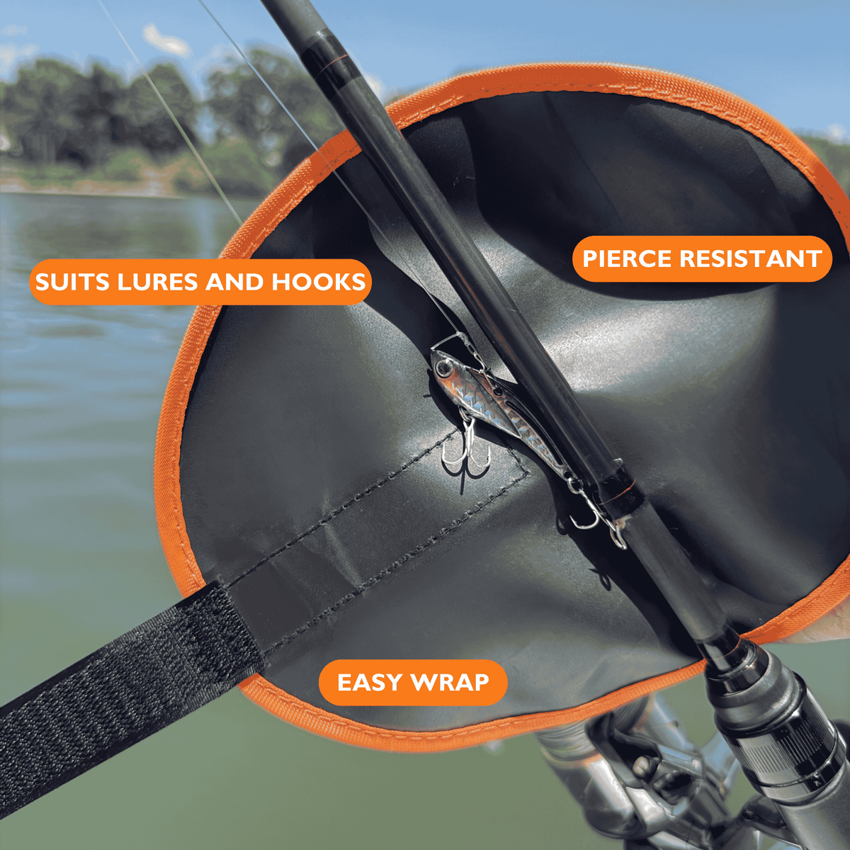 LureShield prevents tangled hooks and lines between fishing rods in storage
