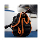 Rod Armour Spinning Fishing Reel Cover in black and orange